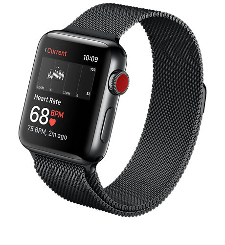 Apple Watch Series 3 42mm Black Stainless Steel Case with Milanese Loop ...